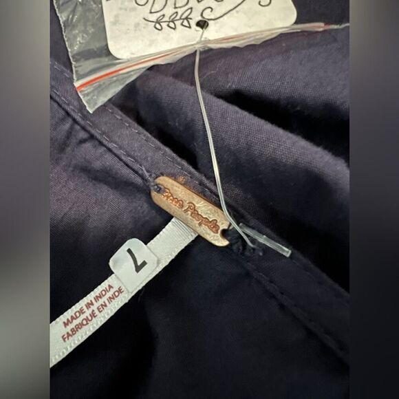 NWT FREE PEOPLE NAVY CROPPED BLOUSE OFF SHOULDER - Picture 6 of 9